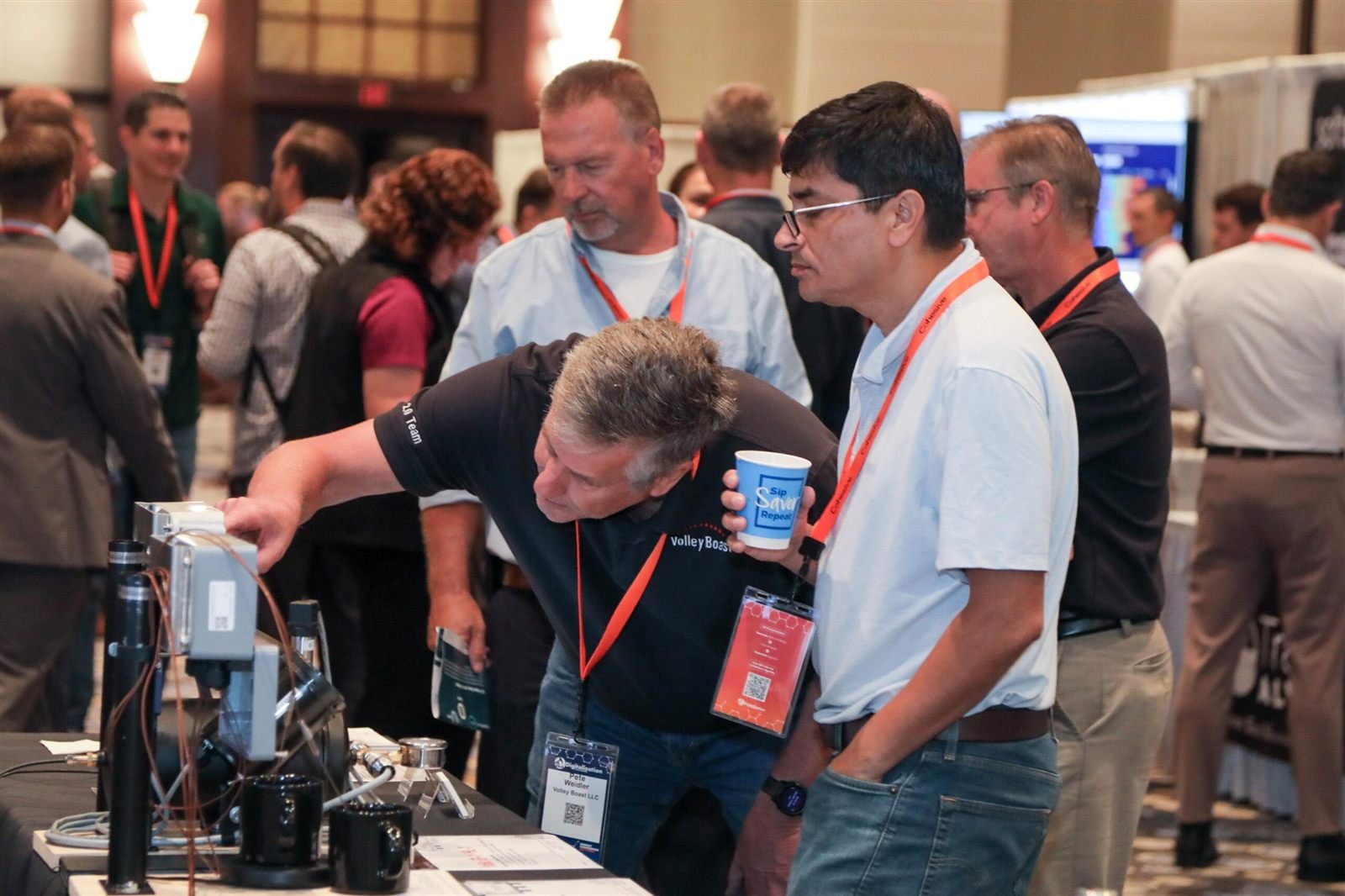 Attendees at the exhibition floor